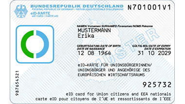 Vorderseite eID-Karte für Unionsbürger und Angehörige des EWR